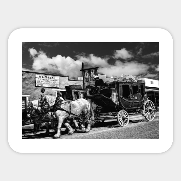 Stagecoach at Tombstone Arizona Sticker by JimDeFazioPhotography